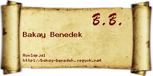 Bakay Benedek névjegykártya